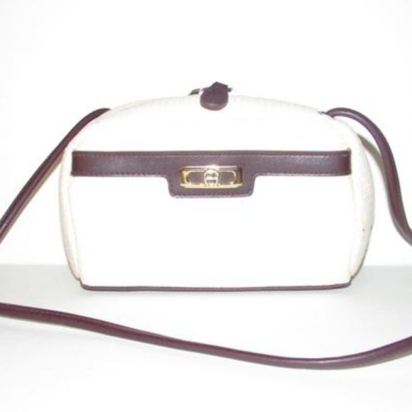 Etienne Aigner Cream Woven Raffia Burgundy